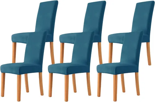 Vista 6 de Velvet Chair Covers Beige Gray, Stretch Dining Room Chair Covers 2 Pack, Super Fit Dining Chairs Slipcovers Spandex Washable Kitchen Parson Chair