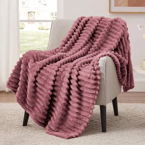 Vista 19 de EXQ Home Manta suave y suave de forro polar, acogedora y ligera para sofá o cama, manta de franela cálida y mullida para todas las estaciones