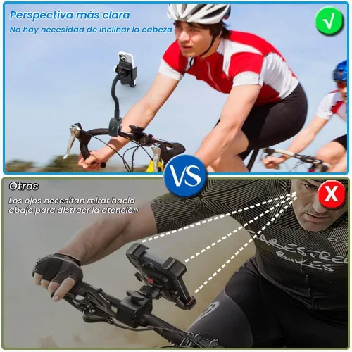 Vista 6 de Goosencek - Soporte para teléfono para bicicleta giratoria, soporte de abrazadera para manillar, peloton, cinta de correr, silla de ruedas