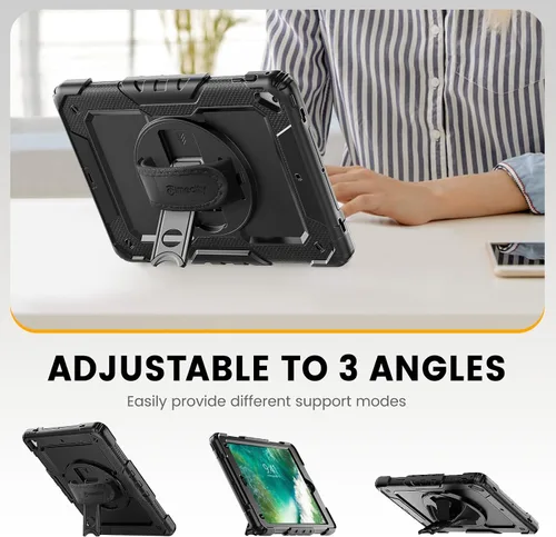 Vista 4 de Timecity - Funda para iPad de 6ª y 5ª generación, 9,7 pulgadas, 2018/2017, con soporte giratorio, silicona, carcasa protectora de PC de repuesto