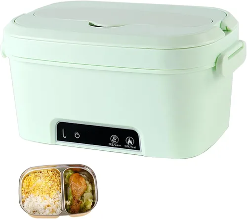 Vista 7 de Fiambrera eléctrica inalámbrica, lonchera calentada de 1.5 L con batería de 7800 mAh, calentador de alimentos portátil verde para oficina