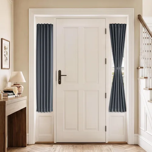 Vista 67 de Vatge Cortinas laterales autoadhesivas para puertas de cristal, sin taladro, extraíble, panel de filtrado de luz, 1 panel, 12 pulgadas de ancho x 60