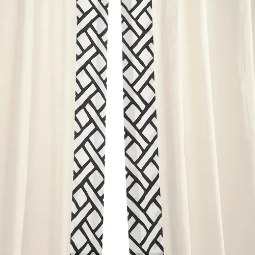 Vista 8 de HPD Half Price Drapes Cortinas de algodón sólido con bordes para dormitorio y sala de estar, 50 x 84, DTCC-SB220607-84 (1 panel) Garden Path Negro