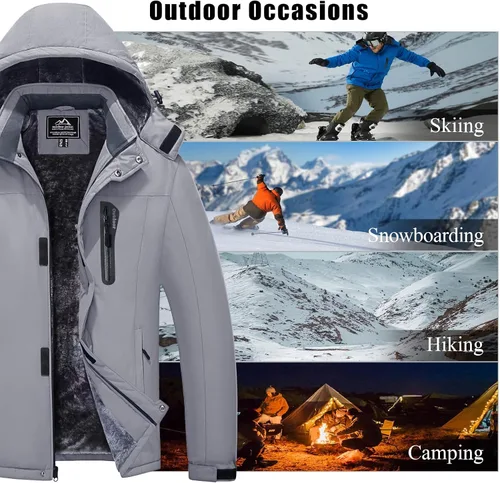 Vista 7 de MAGCOMSEN - Abrigos de invierno para hombre, impermeables, con forro polar, parka, con capucha, para esquiar, senderismo, trabajo