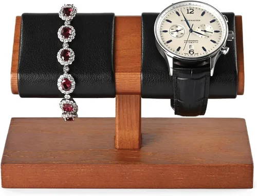 Vista 14 de Oirlv Organizador de pulsera con soporte de exhibición de reloj doble de Doble blanco cremoso