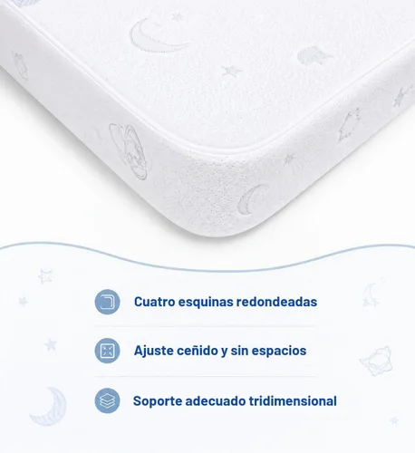 Vista 5 de Colchón Pack and Play, 38 x 26 pulgadas, colchón de espuma viscoelástica de doble cara para bebés y niños pequeños, colchones transpirables que se