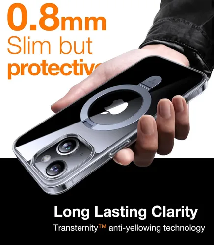 Vista 5 de TORRAS Funda ultra magnética Ostand para iPhone 13/iPhone 14 [compatible con MagSafe] [soporte resistente y soporte de anillo] Funda protectora