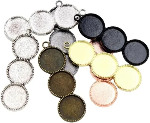Vista 4 de Kentuckiz - 10 unidades de 0.472 in de tamaño interior de tres camafeo cabujón base en blanco colgante bandejas bisel diy collar colgante joyería Oro