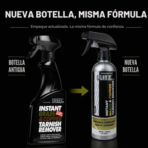 Vista 8 de Botella rociadora Flitz removedor instantáneo de manchas en latón y cobre, Marrón claro