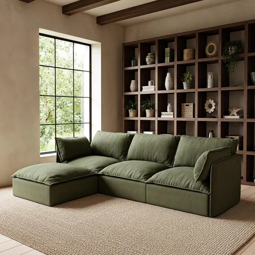 Vista 5 de Acanva Sofá modular modular para sala de estar, cómodo sofá convertible en nube, sofá de gran tamaño con otomana y fundas de felpilla lavables