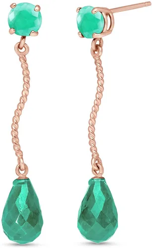 Vista 5 de Galaxy Gold GG Aretes colgantes de oro macizo de 14 quilates con esmeraldas, Metal Gema, Esmeralda