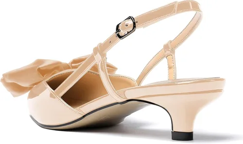 Vista 7 de WAYDERNS Zapatos de tacón bajo con hebilla y lazo de satén para mujer, patente y patente, tacón bajo, 1.5 pulgadas