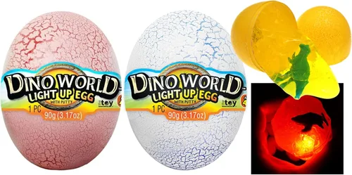 Vista 9 de JA-RU Dino World - Huevos de dinosaurio iluminados con slime y pequeño juguete de dinosaurio en el interior Masilla sensorial para niños, juguete