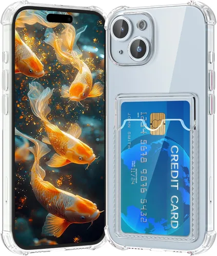 Vista 20 de Funda compatible con iPhone 13 con tarjetero, funda tipo cartera, transparente, delgada, suave, protectora a prueba de golpes, antiarañazos, funda
