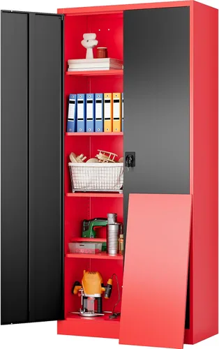 Vista 20 de SISESOL Gabinete de almacenamiento de metal ancho y profundo con ruedas, gabinete de almacenamiento de garaje alto rodante con cerradura, gabinetes