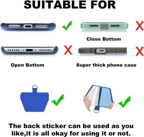 Vista 5 de SS Cordón para teléfono, correa de cuello desmontable ajustable con parche para teléfono adecuado para cualquier teléfono celular Smartphones - Azul