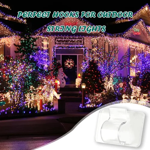 Vista 7 de Dazzle Bright Ganchos para Clips de Luces de Cadena para Exteriores, 30 Piezas Clips de Cable de Servicio Pesado Tiras Adhesivas Impermeables