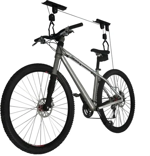 Vista 6 de RAD Sportz Juego de 4 perchas de bicicleta para sistema de polea de elevación de garaje con capacidad de 100 libras, almacenamiento de techo