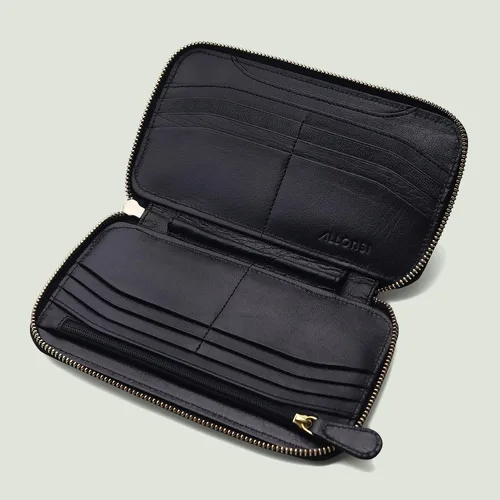 Vista 5 de Cartera de cuero para mujer Cartera delgada para mujer Bloque RFID Cartera para mujeres
