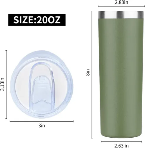 Vista 2 de HASLE OUTFITTERS Juego de vasos delgados de 20 onzas a granel, vasos delgados aislados de acero inoxidable con tapas, tazas de café reutilizables