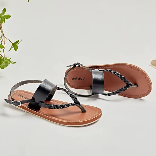 Vista 5 de Veittes Sandalias de mujer - Cómodas sandalias bohemias con cuentas para el verano.