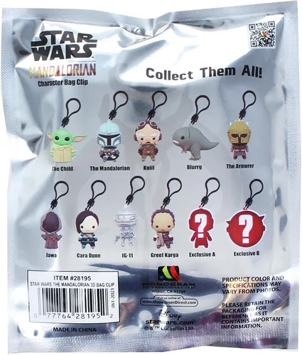 Vista 3 de Star Wars The Mandalorian Series 1 Bolsa de espuma 3D con clip en bolsa ciega