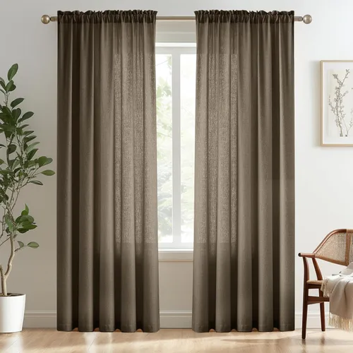 Vista 60 de Melodieux Cortinas de Niveles Semitraslúcidas Negras de 24 Pulgadas de Largo para Cocina, Cafetería, Dormitorio, Ventanas Pequeñas, Aspecto de Lino