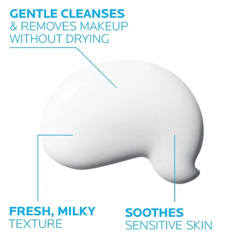 Vista 4 de La Roche-Posay Toleriane Dermo - Limpiador facial para cara y ojos, lavado facial suave y removedor de maquillaje, textura lechosa, sin fragancia