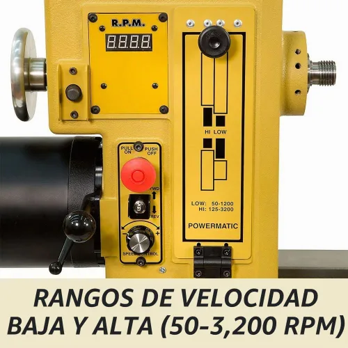 Vista 2 de Powermatic Torno de carpintería de velocidad variable de 20 x 20 pulgadas, máquina de torneado de madera reversible, 2 HP, 220 V 1 Ph (2020B)