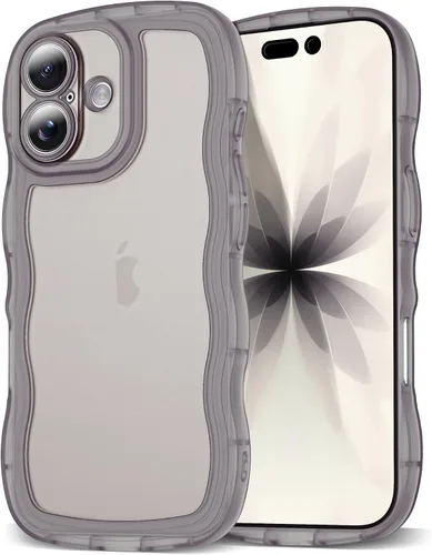 Vista 42 de SKYLMW Funda compatible con iPhone 12 Pro, diseño de ondas rizadas kawaii, borde chapado de lujo, elegante parte trasera transparente brillante, TPU