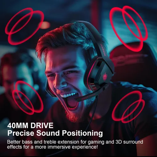 Vista 3 de Auricular para juegos para PS4, Xbox One, computadora, laptop, Mac, PS4 con micrófono, auriculares sobre la oreja, cancelación de ruido, sonido