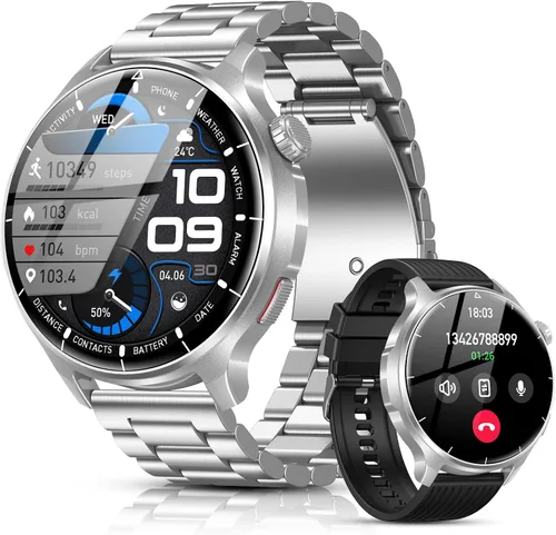 Vista 8 de Reloj inteligente para hombre, monitor de fitness HD de 1.52 pulgadas con presión arterial SpO2, monitor de sueño de frecuencia cardíaca, 110 modos