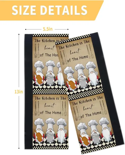 Vista 6 de Juego de 2 fundas para manijas de puerta de refrigerador con gnomos de chef, para lavavajillas, microondas, horno, nevera, estufa, accesorios