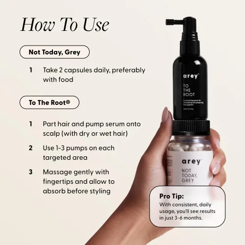 Vista 8 de Arey The System - Suero y suplemento diario para el cabello para mujeres y hombres, ralentiza el crecimiento del cabello gris en 3 a 6 meses