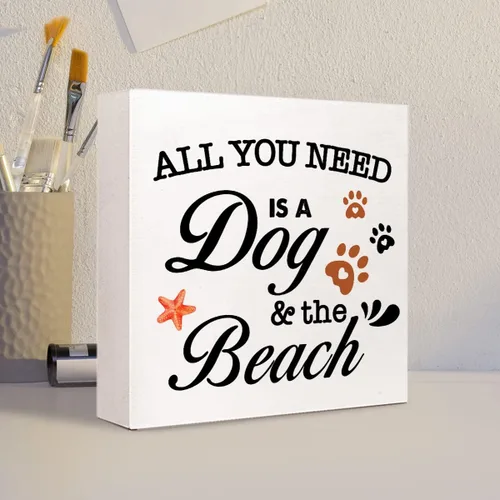 Vista 4 de Letrero de madera con texto en inglés «All You Need is a Beach» para decoración de escritorio, con cita rústica de perro, mamá, hogar, dormitorio