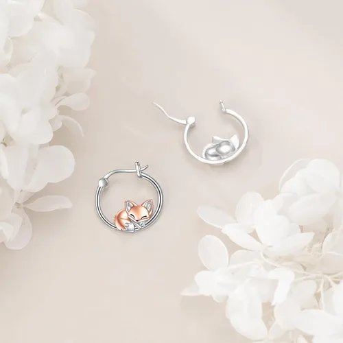 Vista 3 de Aretes de plata de ley 925 con diseño de oso, pingüino, ajolote, pulpo, mapache, regalos de Navidad para mujer