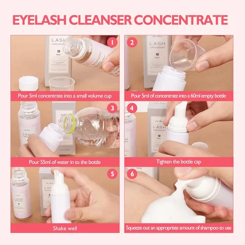 Vista 6 de Limpiador de pestañas concentrado de 3.4 fl oz, champú concentrado de pestañas, limpiador de pestañas, sin aceite, champú para extensiones