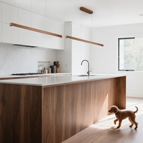 Vista 3 de Lámpara colgante lineal de madera de 39 pulgadas con LED regulable para isla de cocina con control remoto, lámpara colgante ajustable para comedor