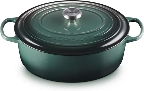 Vista 47 de Le Creuset - Olla holandés redonda con tapa de cocina, hecha de hierro fundido esmaltado, 6.75 cuartos de galón, color alcachofa, colección signature