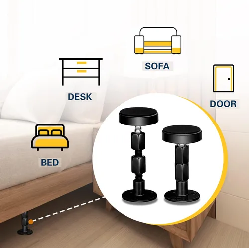 Vista 6 de 4 topes de cabecera para pared, marco de cama ajustable, antivibraciones, parachoques de pared de cama con almohadillas y tornillos gratis