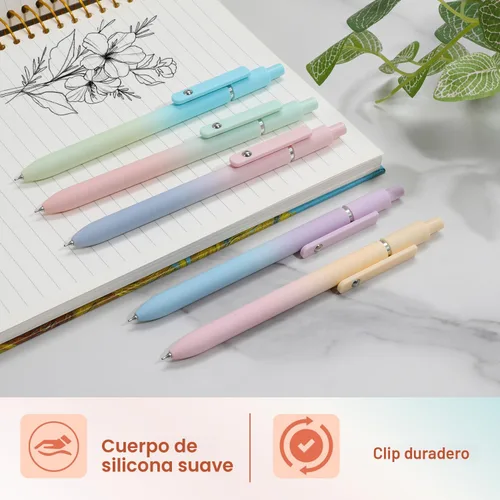 Vista 2 de FIOVER 10 bolígrafos de gel de tinta negra, punta media de 0.028 in, escritura suave, serie de alta gama, lindo bolígrafo para diario, tomar notas