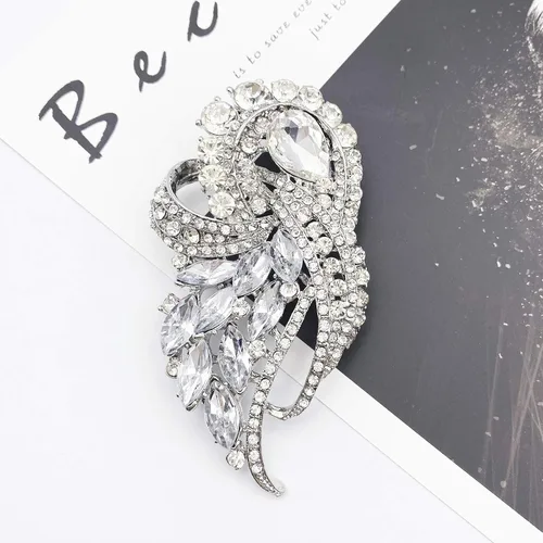 Vista 2 de LAXPICOL Broche de ala de ramo de flores elegantes de cristal austriaco transparente vintage para mujer