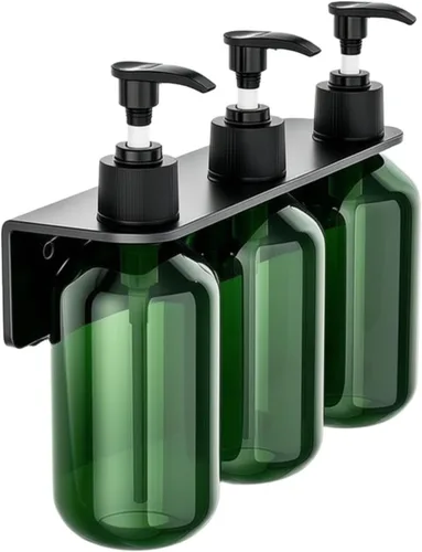 Vista 7 de Green Pump Bottles 500ml 3 Pack with Wall Mount for Soap Shampoo Lotion
