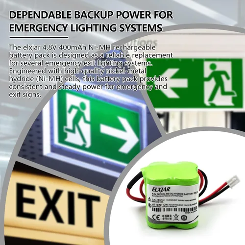 Vista 5 de Paquete de 5 baterías Ni-MH de 4.8 V 400 mAh de repuesto para MK Power MH29673 CUSTOM-196 BL93NC484 OSA162 ANIC1361 Luz de salida de emergencia