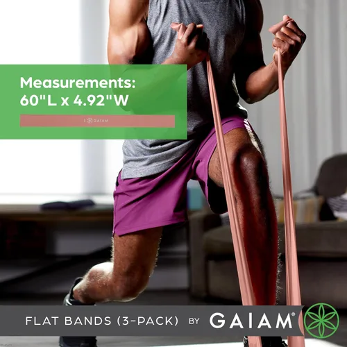 Vista 5 de Gaiam Juego de bandas de resistencia para restaurar la fuerza y la flexibilidad, 3 niveles de resistencia, bandas de entrenamiento de fuerza