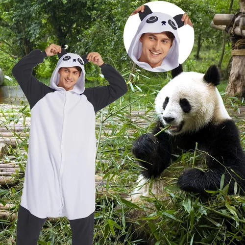 Vista 6 de NEWCOSPLAY Unisex Animal Onesie Adult Plush One Piece Pajamas Cosplay Costume