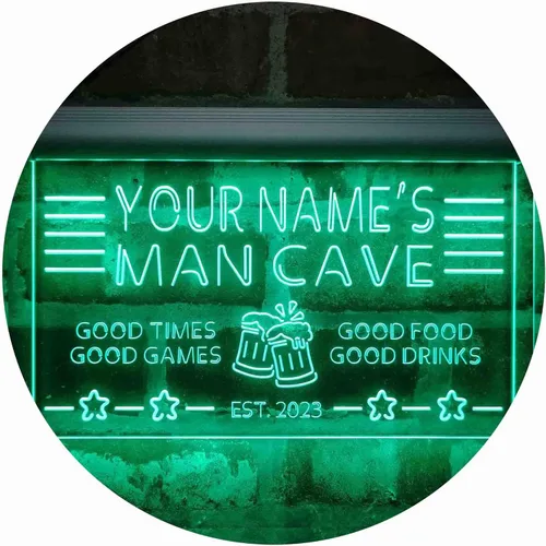 Vista 19 de ADVPRO Letrero de neón LED personalizado con texto en inglés "Man Cave Home Bar Est. Year Single Color LED Neon Sign 12 x 8.5" st4s32-x0012a-tm-b