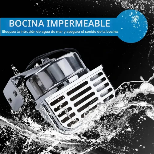 Vista 4 de FARBIN Bocina de acero inoxidable de tono bajo para barcos, bocinas de automóvil impermeables para barcos Bocinas de motocicleta súper fuertes de 12