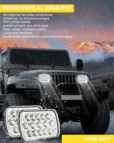 Vista 2 de H5054 KASLIGHT - Faros delanteros LED de 5 x 7, faros delanteros 7 x 6 de haz alta/baja sellada, H4 9003, enchufe 6054 H5054, para camionetas Jeep