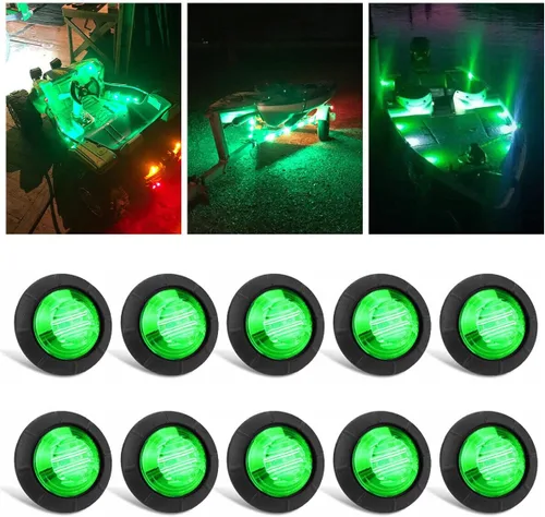 Vista 9 de juego de 10 luces LED selladas impermeables ámbar de 3/4" mini redondas, luces indicadoras delanteras, traseras y laterales, luces de gálibo